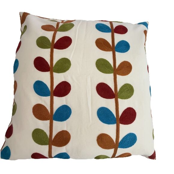 Kittmin Embroidered Boho Fall Floral Decorative Set Of 2 Throw Pillows Couch - Picture 3 of 10